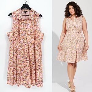 Torrid Poplin Collared Shirt Dress in Sunshine Ditsy Floral | 2X